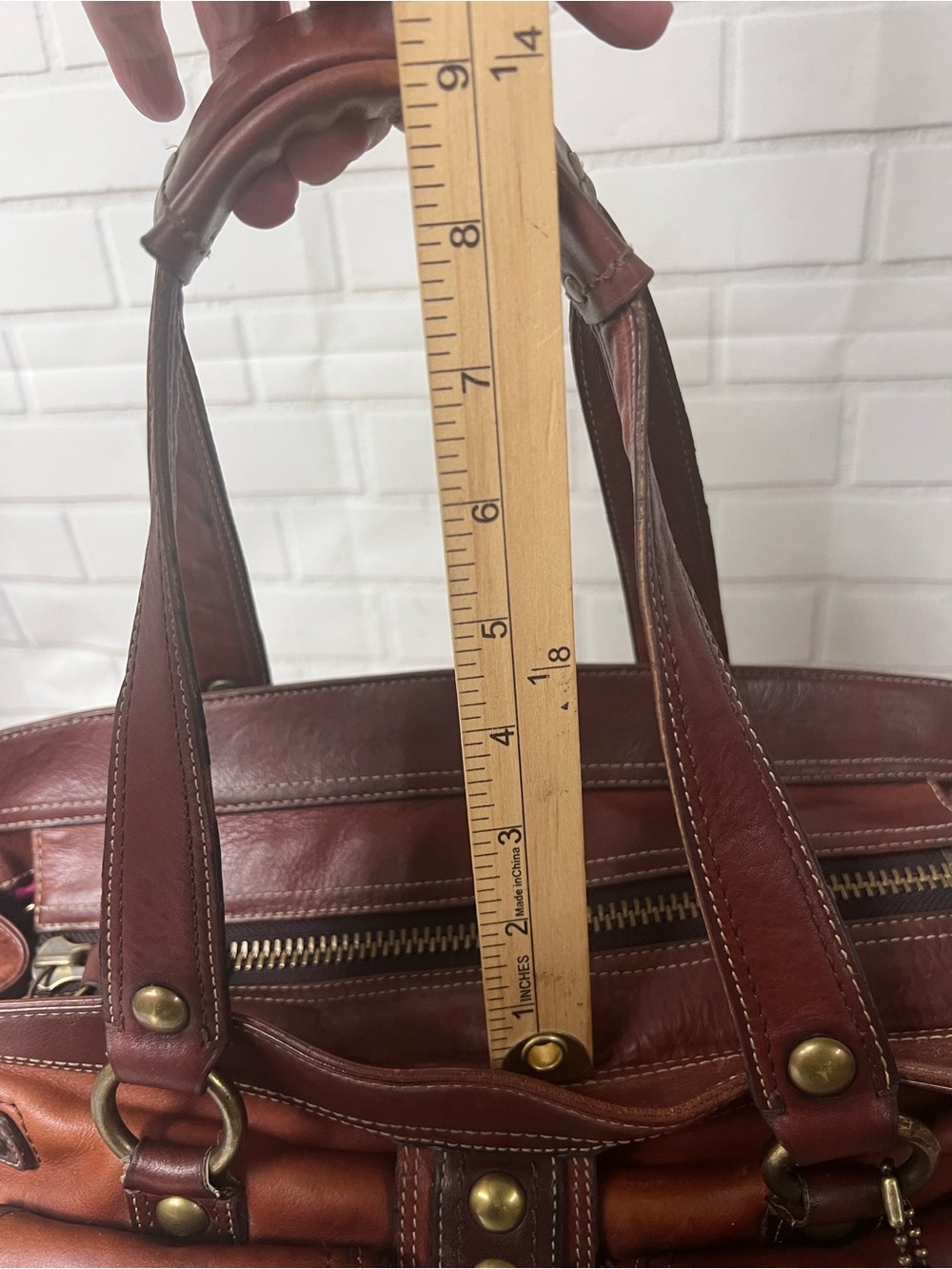 COACH Legacy 65th Anniversary Mandy Satchel Whiskey Cognac Leather Bag 11130 - Picture 6 of 16